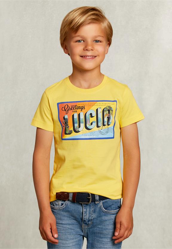 Normal Fit Basic T-Shirt In Butterfly - Geel