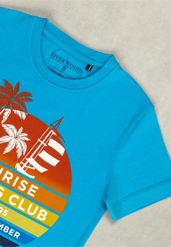 Normal Fit Basic T-Shirt In Aruba - Blauw