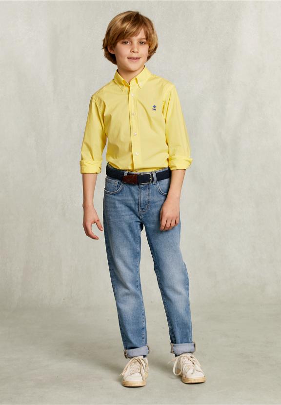 Custom Fit Poplin Shirt Banana - Geel