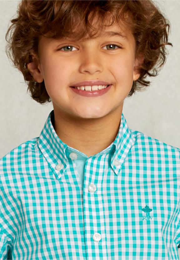 Custom Fit Checked Shirt Green.White - Vert