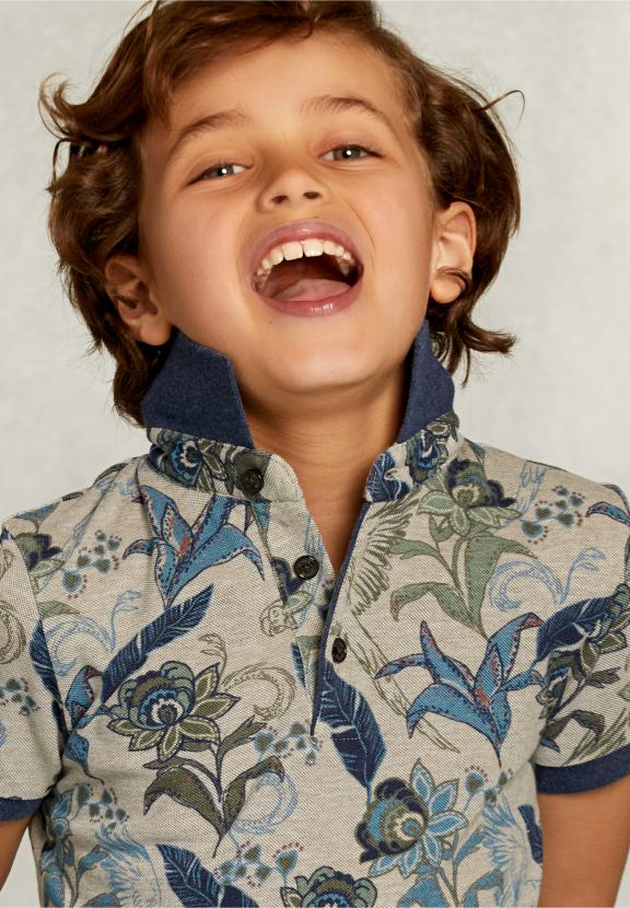 Custom Fit Floral Polo Equator Mix - Khaki