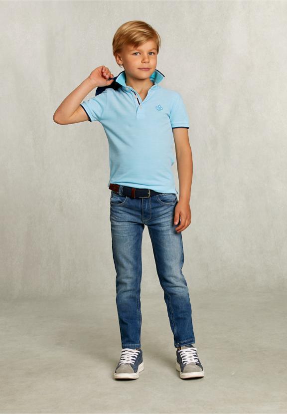 Custom Fit Cotton Polo Bora Bora - Bleu