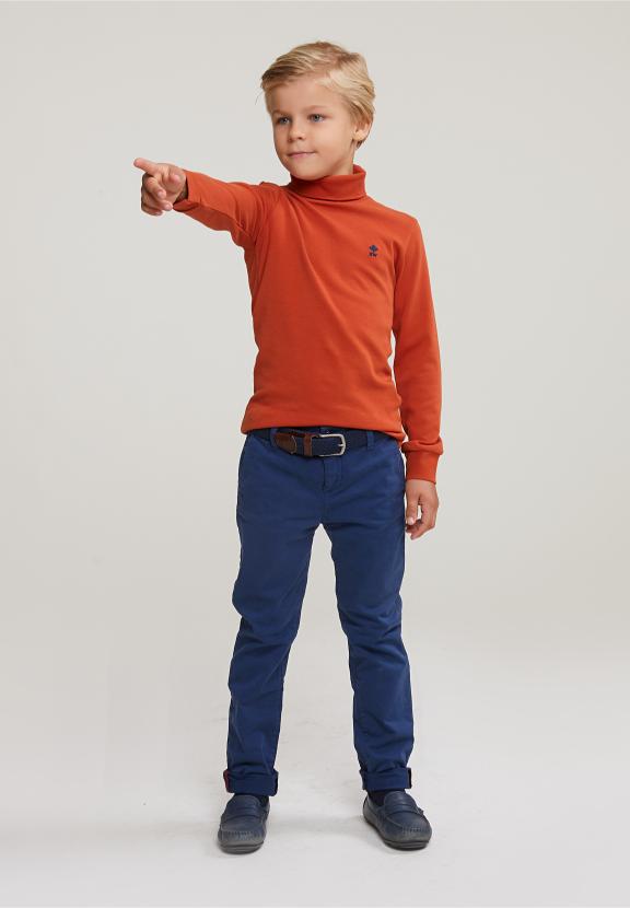 Cotton Roll Neck T-Shirt Long Sleeves Sunset - Orange