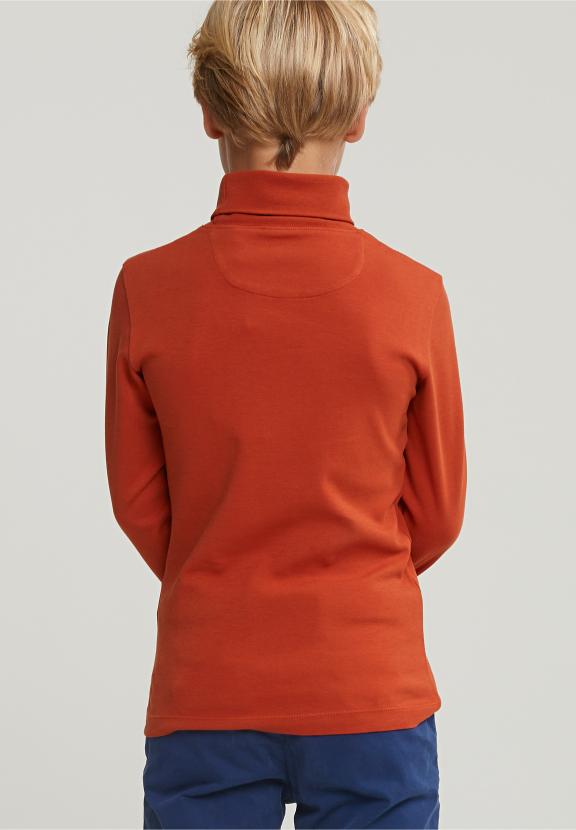 Cotton Roll Neck T-Shirt Long Sleeves Sunset - Oranje
