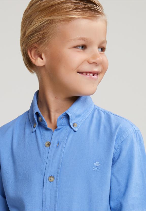 Custom Fit Cotton Shirt Creek Blue - Blauw