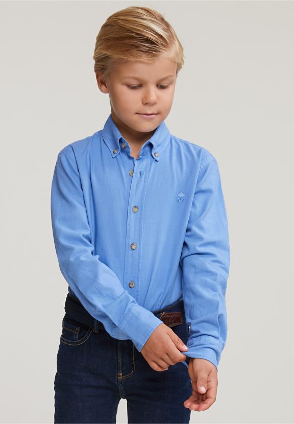 Custom Fit Cotton Shirt Creek Blue - Blauw