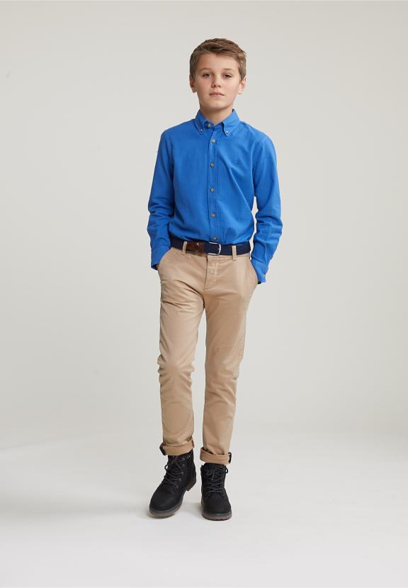 Custom Fit Cotton Shirt Crown Blue - Blauw