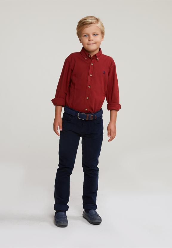 Custom Fit Cotton Shirt Red Maple - Rouge