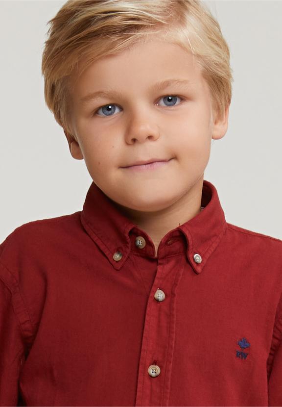 Custom Fit Cotton Shirt Red Maple - Rouge