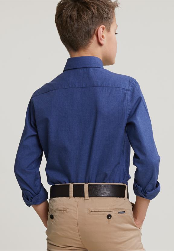 Custom Fit Uni Shirt Blue - Blauw