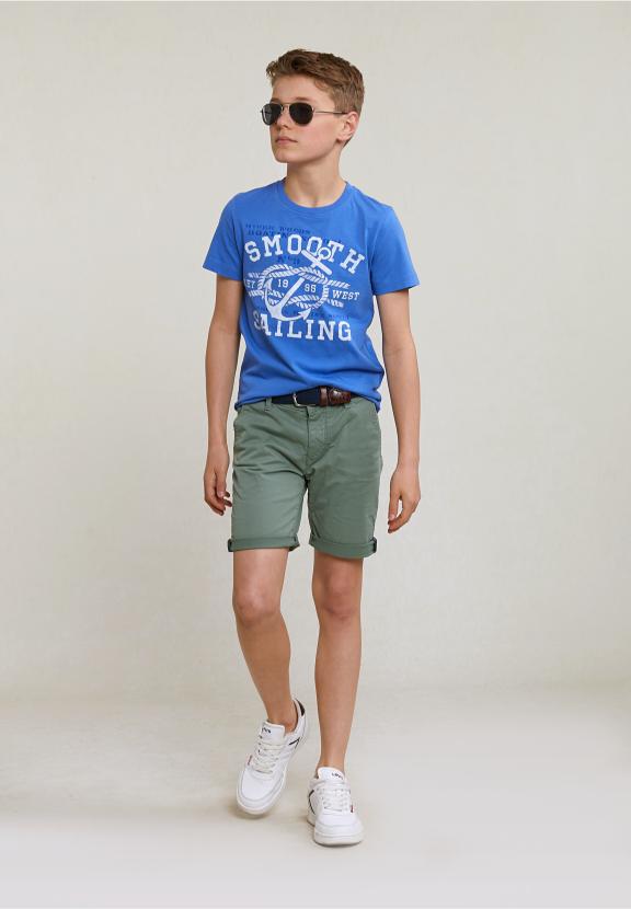 Normal Fit Basic T-Shirt Short Sleeves Evening Blue - Bleu
