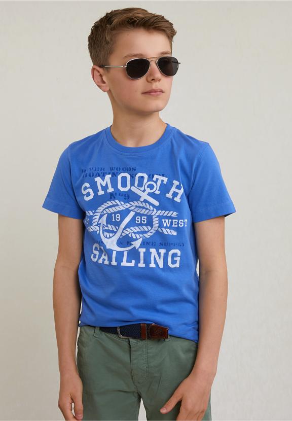 Normal Fit Basic T-Shirt Short Sleeves Evening Blue - Bleu