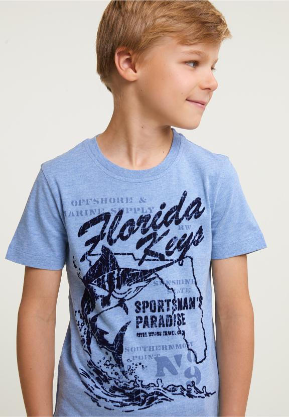 Normal Fit Basic T-Shirt Short Sleeves Seashore Mix - Blauw