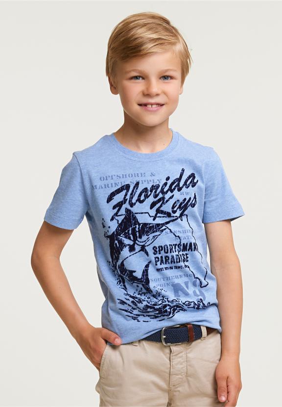 Normal Fit Basic T-Shirt Short Sleeves Seashore Mix - Blauw