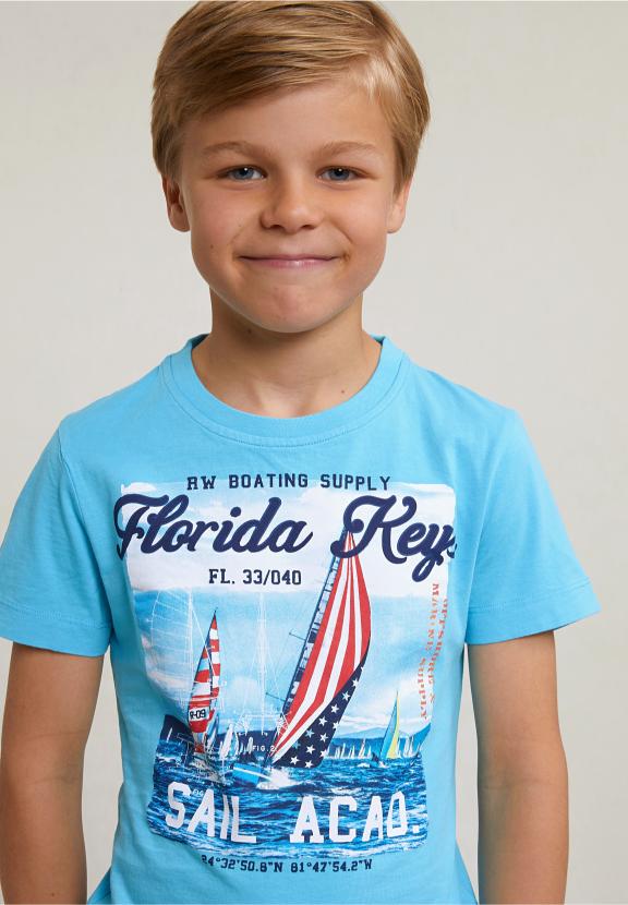 Normal Fit Basic T-Shirt Short Sleeves Acqua - Bleu