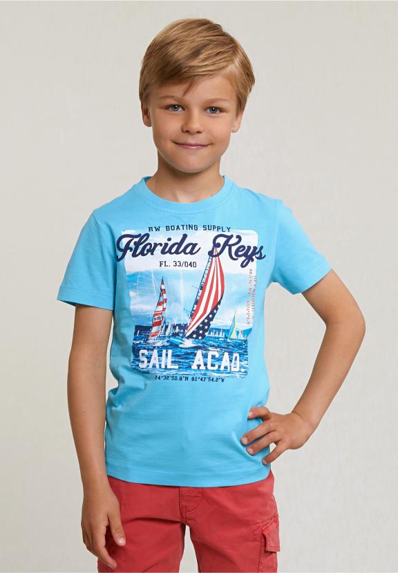 Normal Fit Basic T-Shirt Short Sleeves Acqua - Bleu