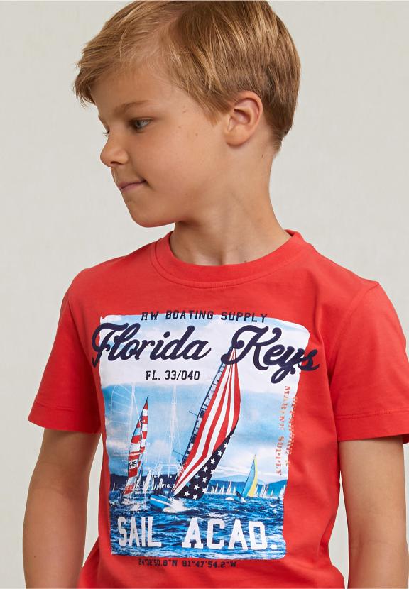 Normal Fit Basic T-Shirt Short Sleeves Cornell Red - Rouge