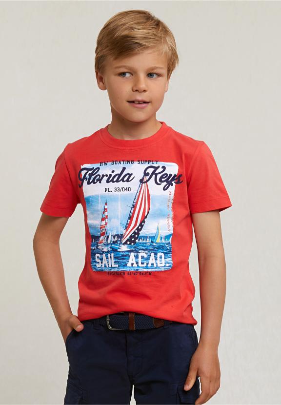 Normal Fit Basic T-Shirt Short Sleeves Cornell Red - Rouge