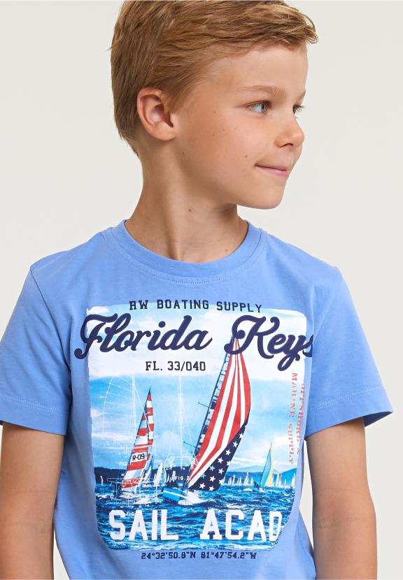 Normal Fit Basic T-Shirt Short Sleeves Sky - Blauw