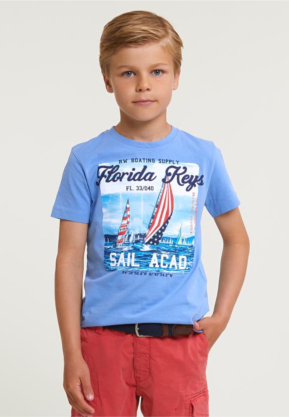 Normal Fit Basic T-Shirt Short Sleeves Sky - Blauw