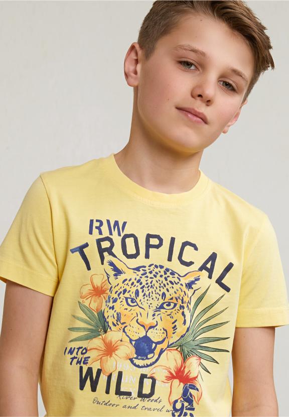 Normal Fit Basic T-Shirt Short Sleeves Sun Flower - Jaune