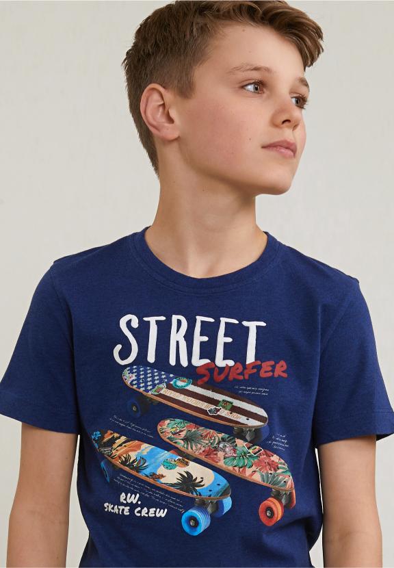 Normal Fit Basic T-Shirt Short Sleeves Saphire Mix - Blauw