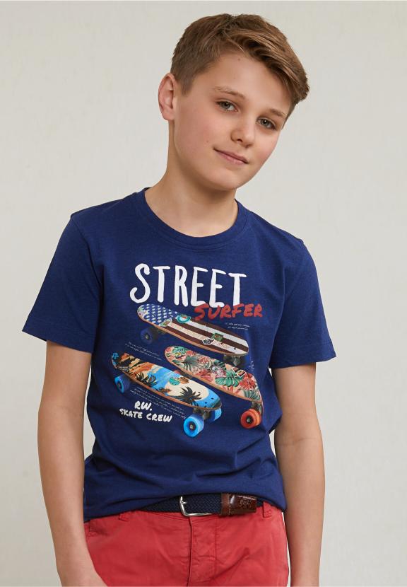 Normal Fit Basic T-Shirt Short Sleeves Saphire Mix - Blauw