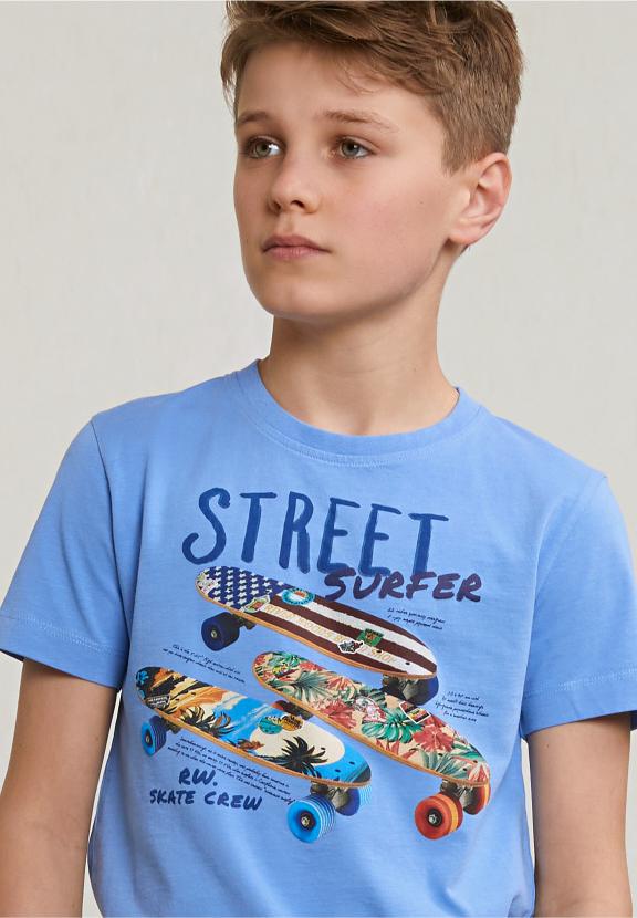 Normal Fit Basic T-Shirt Short Sleeves Sky - Blauw