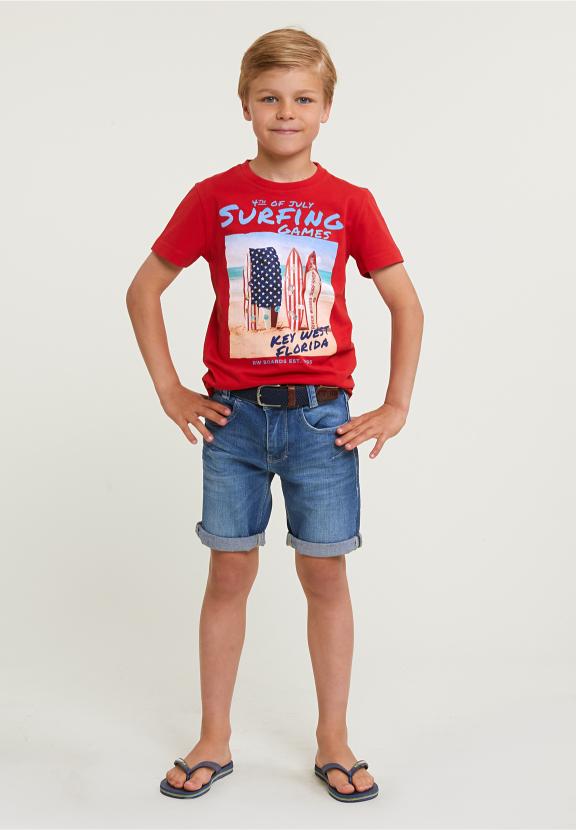 Normal Fit Basic T-Shirt Short Sleeves Harvard Red - Rouge