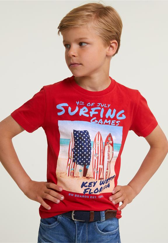 Normal Fit Basic T-Shirt Short Sleeves Harvard Red - Rouge
