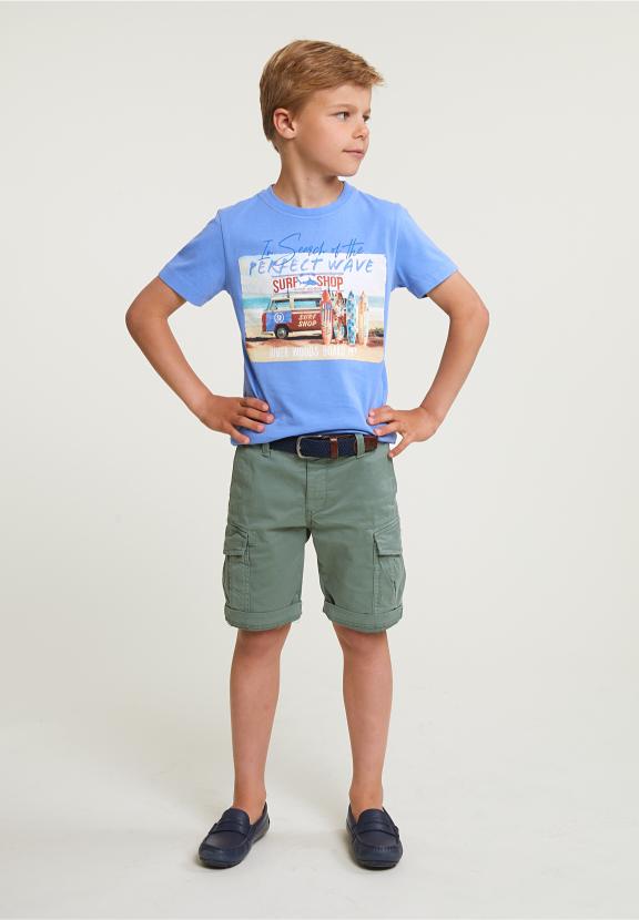 Normal Fit Basic T-Shirt Short Sleeves Carribean Blue - Blauw