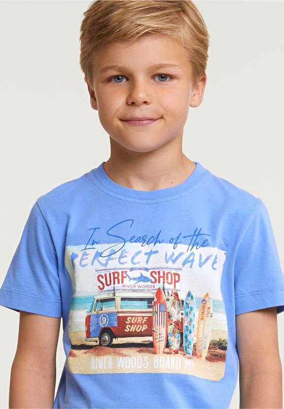 Normal Fit Basic T-Shirt Short Sleeves Carribean Blue - Blauw