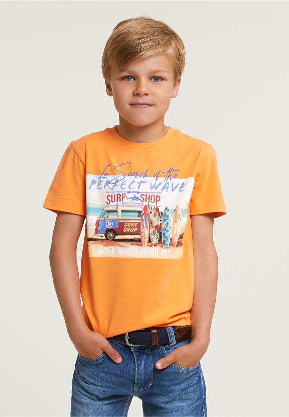 Normal Fit Basic T-Shirt Short Sleeves Peach - Orange