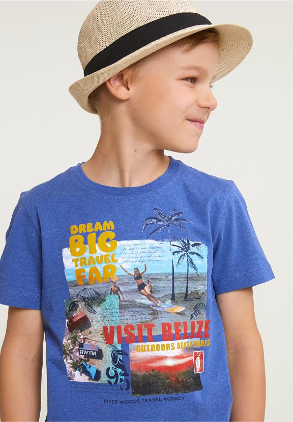 Normal Fit Basic T-Shirt Short Sleeves Hamptons Blue Mix - Blauw