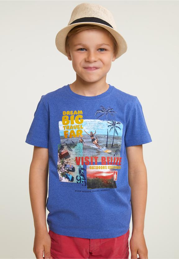 Normal Fit Basic T-Shirt Short Sleeves Hamptons Blue Mix - Blauw