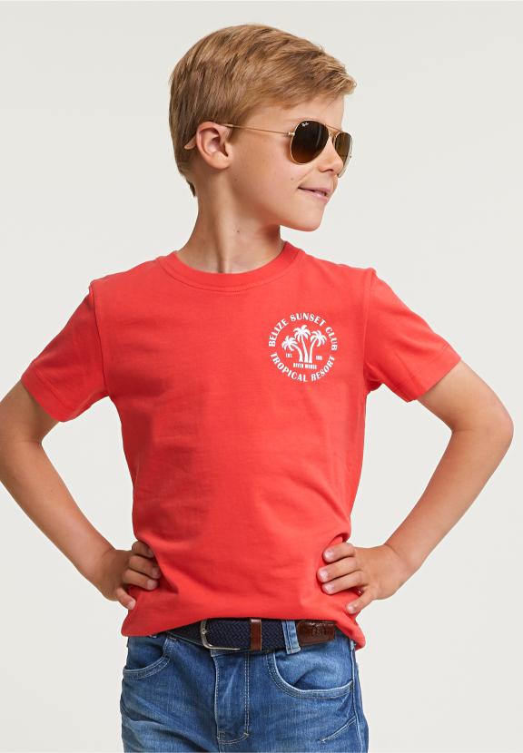 Normal Fit Basic T-Shirt Short Sleeves Cornell Red - Rouge