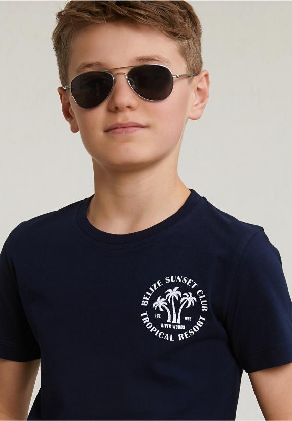 Normal Fit Basic T-Shirt Short Sleeves Navy - Blauw