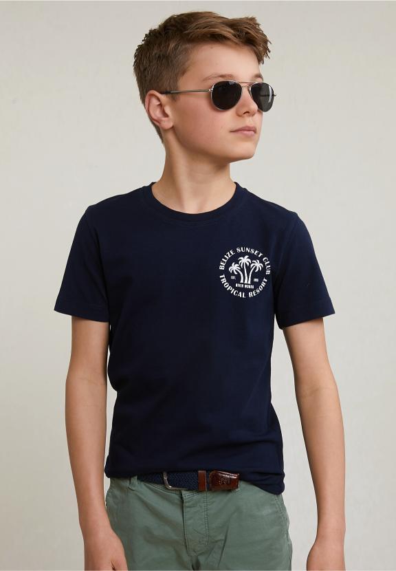 Normal Fit Basic T-Shirt Short Sleeves Navy - Blauw