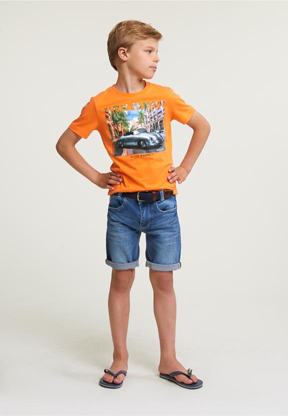 Normal Fit Basic T-Shirt Short Sleeves Electric Orange - Orange