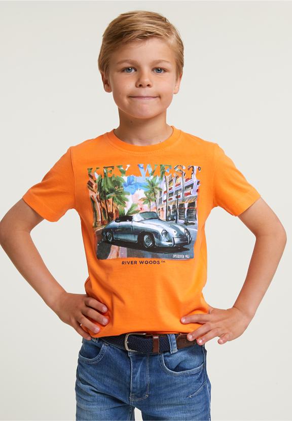 Normal Fit Basic T-Shirt Short Sleeves Electric Orange - Orange