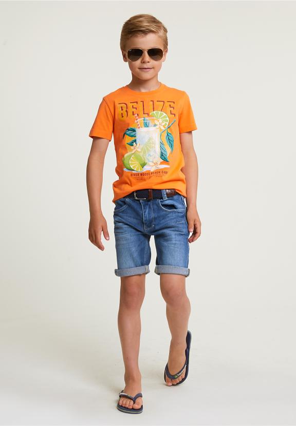 Normal Fit Basic T-Shirt Short Sleeves Electric Orange - Orange
