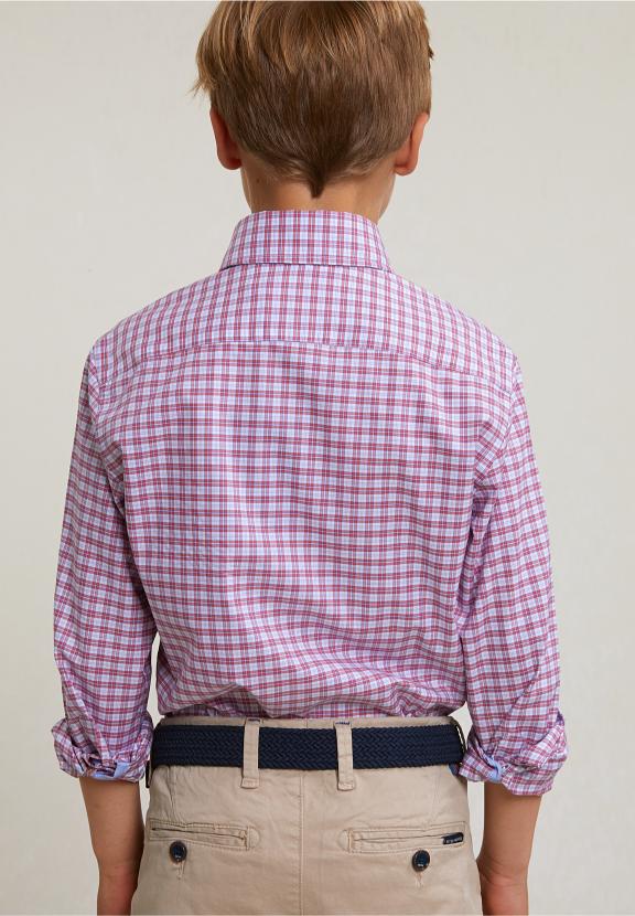 Custom Fit Checked Shirt Red/White - Rouge