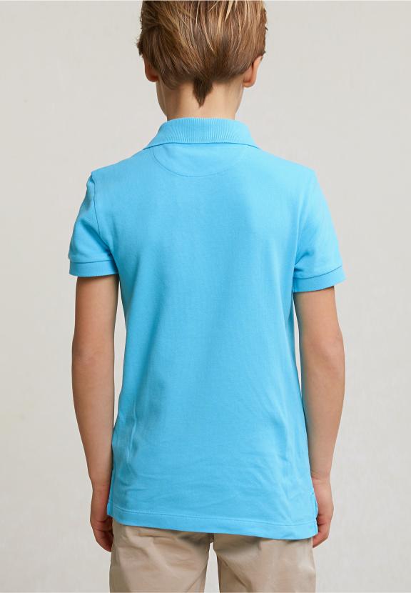 Custom Fit Cotton Basic Stretch Polo Acqua - Bleu