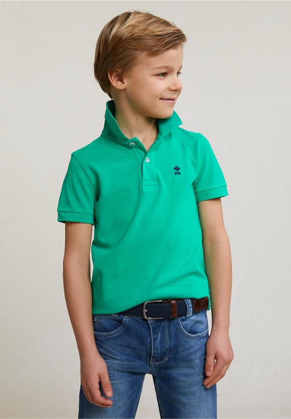 Custom Fit Cotton Basic Stretch Polo Jungle Green - Groen