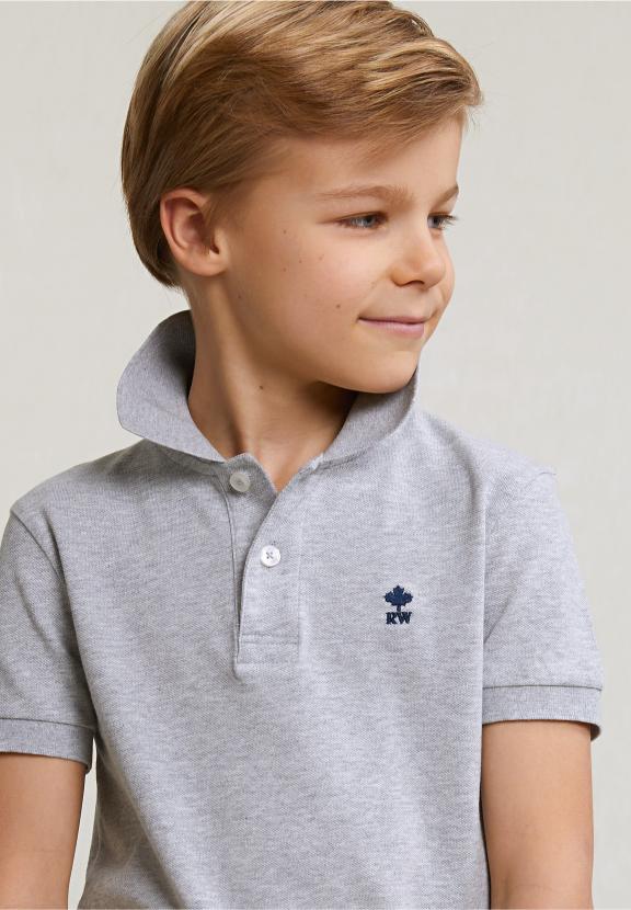 Custom Fit Cotton Basic Stretch Polo Oyster Mix - Gris