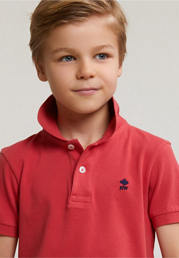 Custom Fit Cotton Basic Stretch Polo Sunset - Rouge