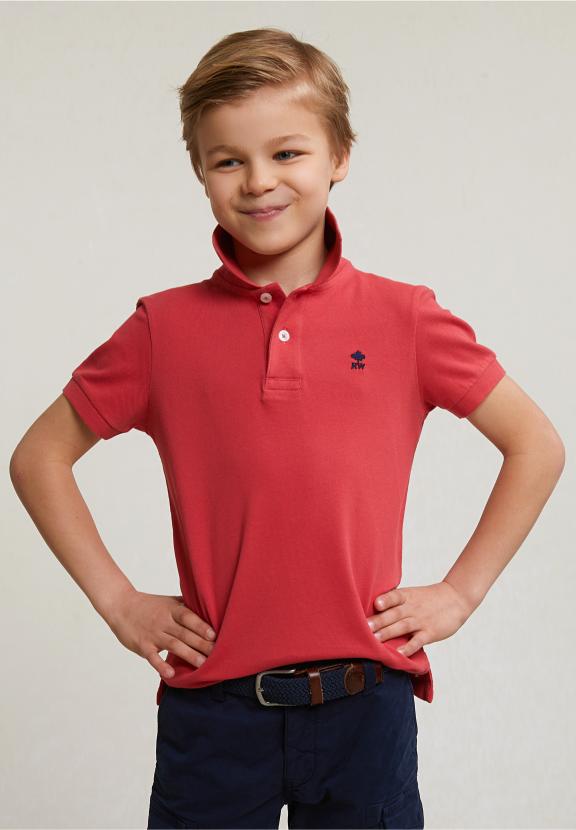 Custom Fit Cotton Basic Stretch Polo Sunset - Rouge