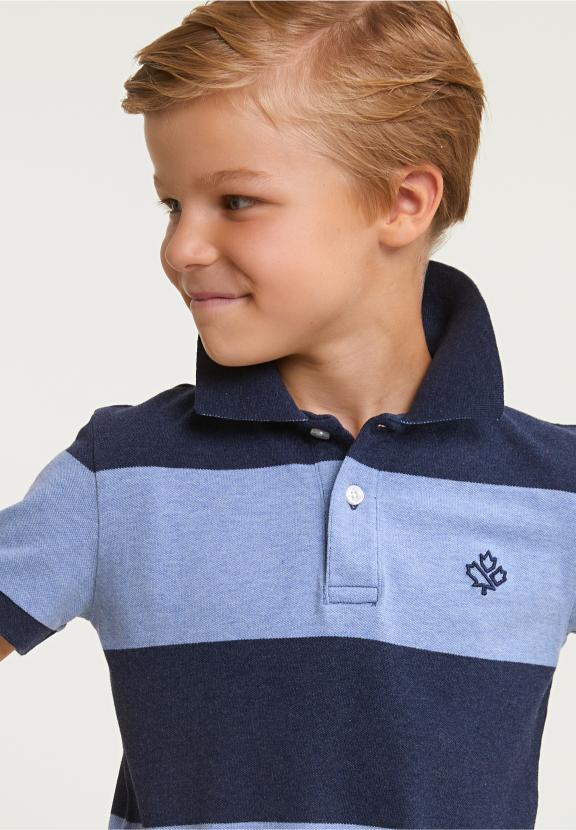 Custom Fit Striped Stretch Polo Night Blue Mix/Seashore Mix - Blauw