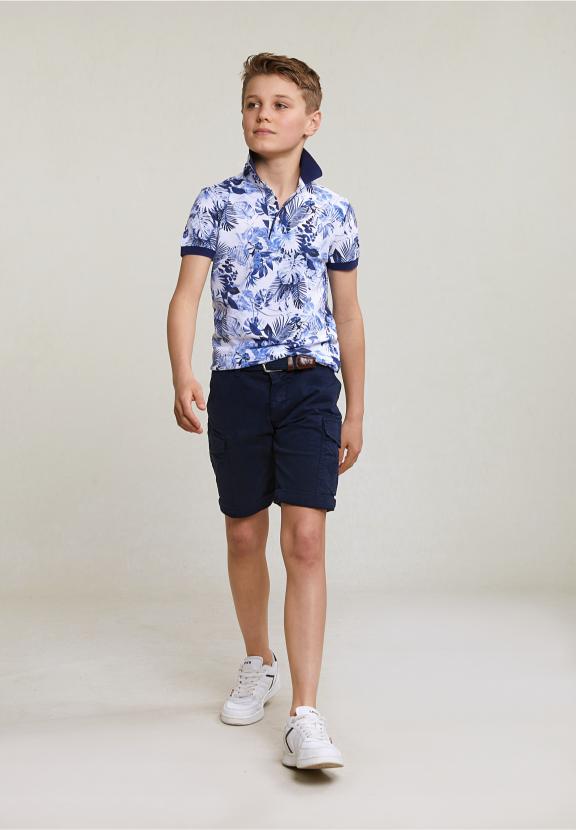 Custom Fit Cotton Floral Polo Off White - Blanc