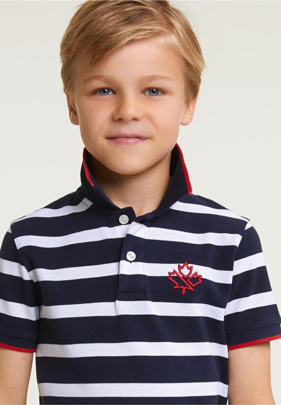 Custom Fit Sporty Striped Polo Navy - Blauw